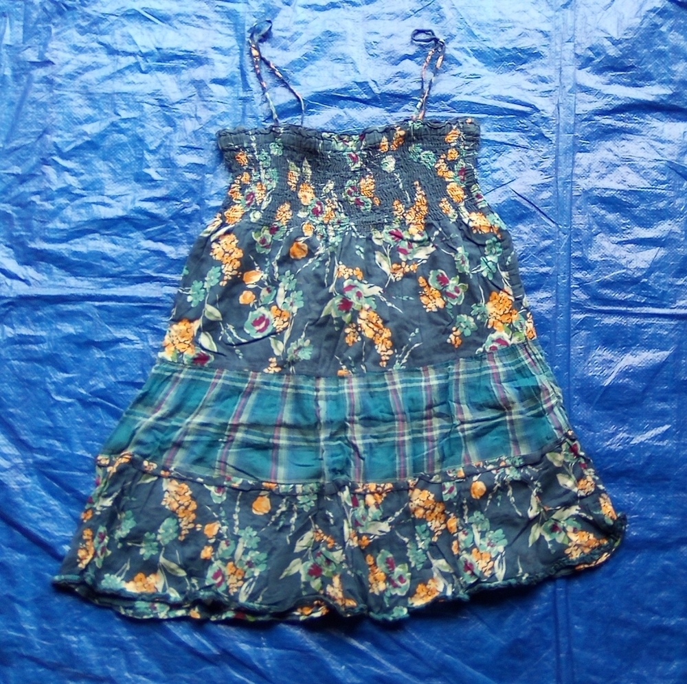 Mossimo Floral and Plaid Sleeveless Dress